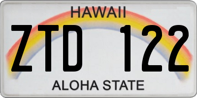 HI license plate ZTD122