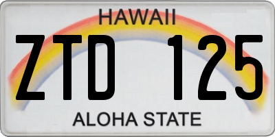 HI license plate ZTD125