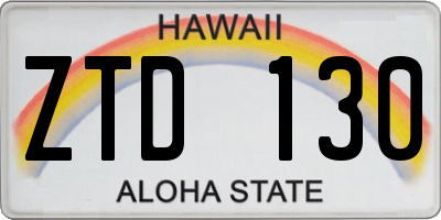 HI license plate ZTD130