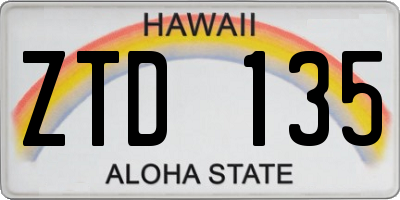 HI license plate ZTD135