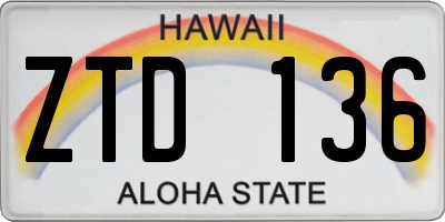 HI license plate ZTD136