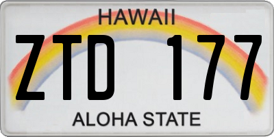 HI license plate ZTD177