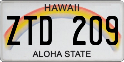 HI license plate ZTD209