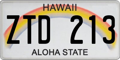 HI license plate ZTD213