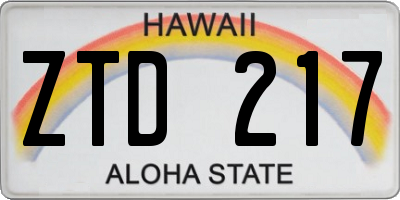 HI license plate ZTD217