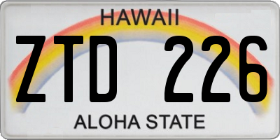 HI license plate ZTD226