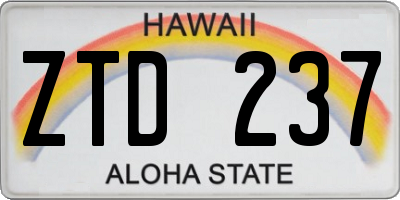 HI license plate ZTD237