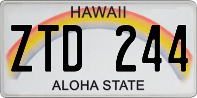 HI license plate ZTD244
