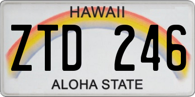 HI license plate ZTD246