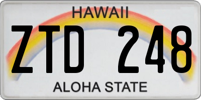 HI license plate ZTD248