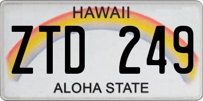 HI license plate ZTD249