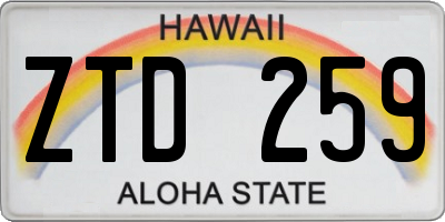 HI license plate ZTD259