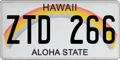 HI license plate ZTD266