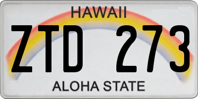 HI license plate ZTD273