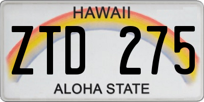HI license plate ZTD275
