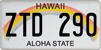 HI license plate ZTD290
