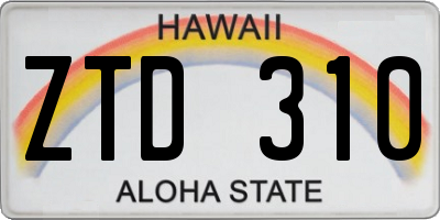 HI license plate ZTD310