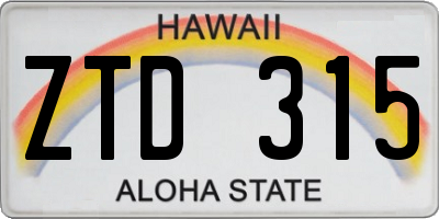 HI license plate ZTD315
