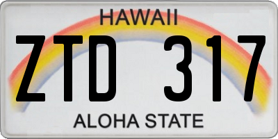 HI license plate ZTD317