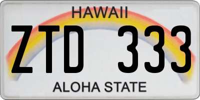 HI license plate ZTD333