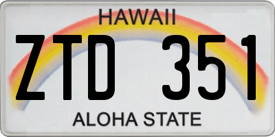 HI license plate ZTD351