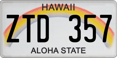 HI license plate ZTD357