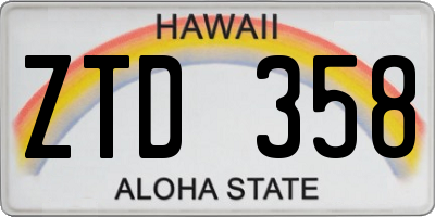 HI license plate ZTD358