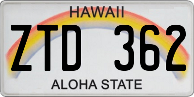HI license plate ZTD362
