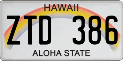 HI license plate ZTD386