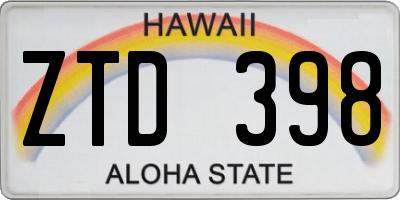HI license plate ZTD398