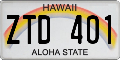 HI license plate ZTD401