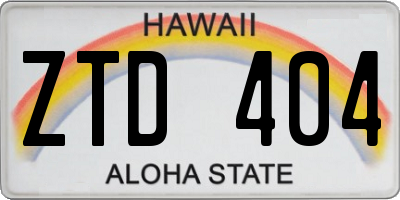 HI license plate ZTD404