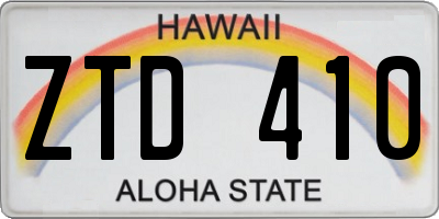 HI license plate ZTD410