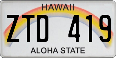 HI license plate ZTD419