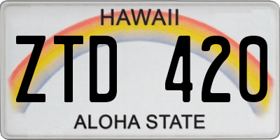 HI license plate ZTD420