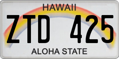 HI license plate ZTD425