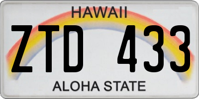 HI license plate ZTD433