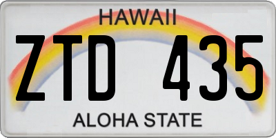 HI license plate ZTD435