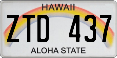 HI license plate ZTD437