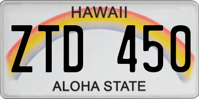 HI license plate ZTD450