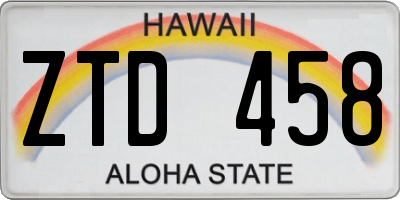 HI license plate ZTD458