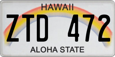 HI license plate ZTD472