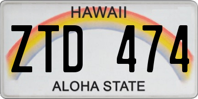 HI license plate ZTD474