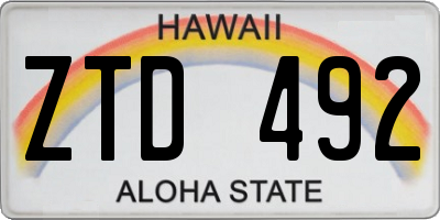 HI license plate ZTD492