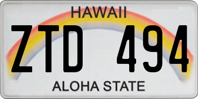 HI license plate ZTD494