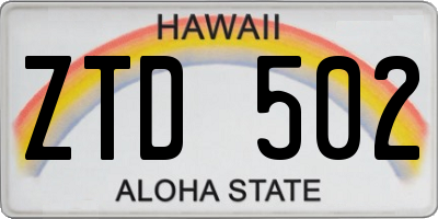 HI license plate ZTD502