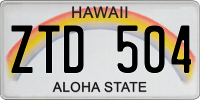HI license plate ZTD504