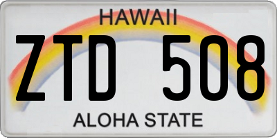 HI license plate ZTD508