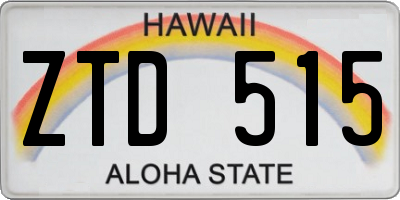 HI license plate ZTD515
