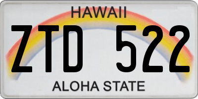 HI license plate ZTD522